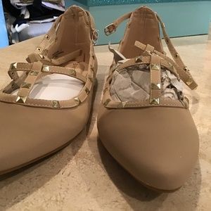 Bamboo faux suede studded ballet flats sz 7